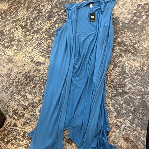 Blue Sleeveless Draped  cover up